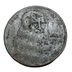 LEONARDO DA VINCI Year [1452-1519] CROWN Size Silver Platted TOKEN Coin.