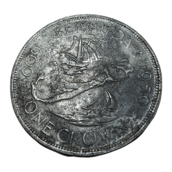 GREAT BRITAIN BERMUDA Silver ONE CROWN Queen ELIZABETH-II Year 1959 CROWN Size "REPLICA" or "TOKEN" Coin.