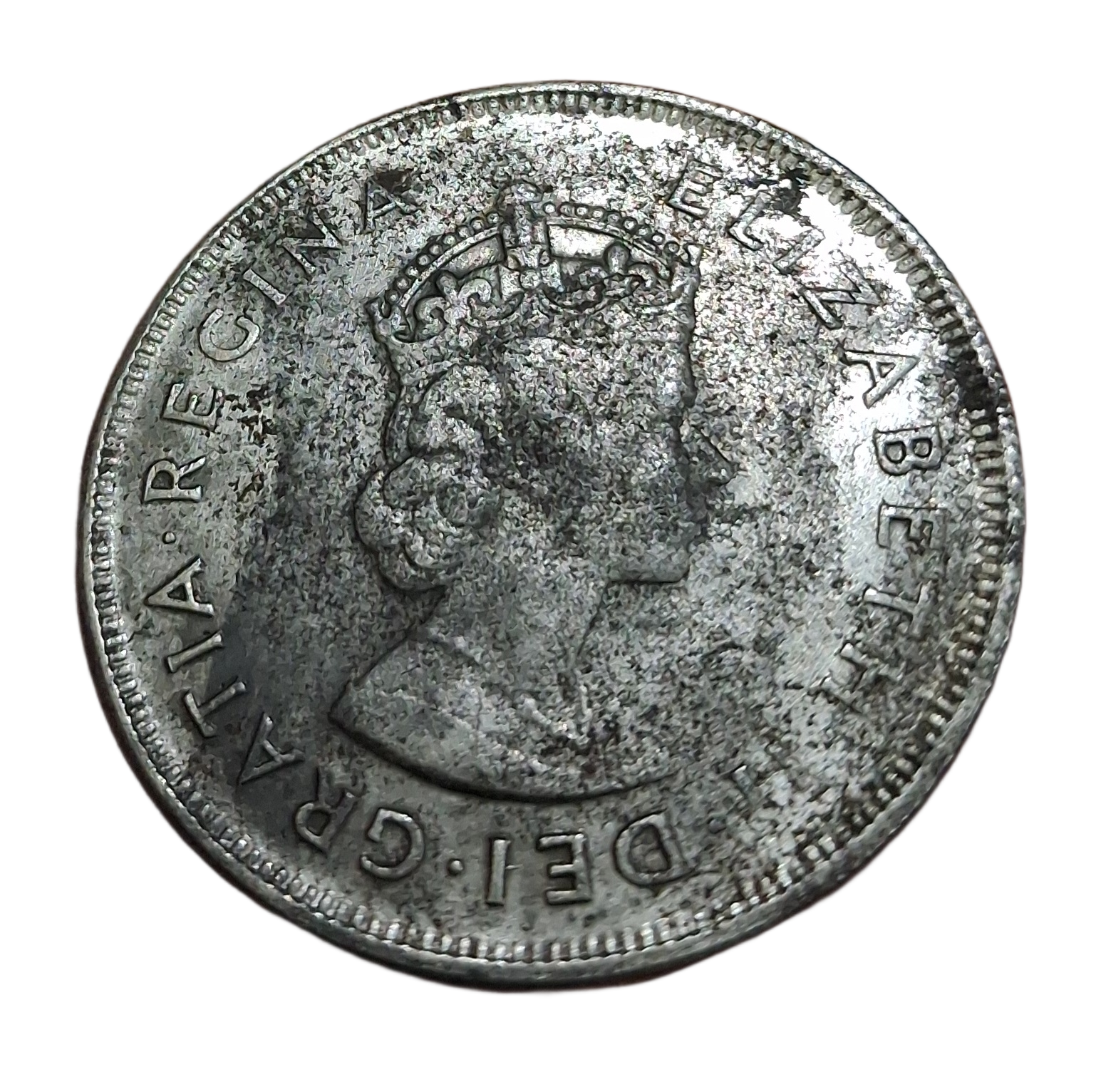 GREAT BRITAIN BERMUDA Silver ONE CROWN Queen ELIZABETH-II Year 1959 CROWN Size "REPLICA" or "TOKEN" Coin. - Image 2