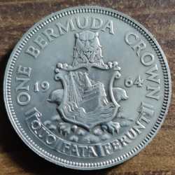 Bermuda, 1 Crown 1964, KM #14, Silver, Fine Condition.