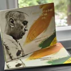 125th BIRTH ANNIVERSARY OF JAWAHARLAL NEHRU 2014 MUMBAI MINT RARE 2 COINS ((PROOF SET))
