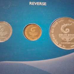 Alternative view of XIX COMMONWEALTH GAMES DELHI -2010 RARE 3 COINS (UNC SET) KOLKATA MINT