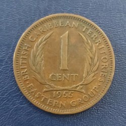 East Caribbean Territory, 1 Cent, 1955 - 1965, KM #2, Circulated Condition.