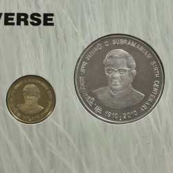 Alternative view of C.SUBRAMANIAM BIRTH CENTENARY -2010 RARE 2 COINS (PROOF SET) MUMBAI MINT