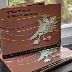 150 YEARS OF TELECOMMUNICATION RARE 2 COINS (PROOF SET) KOLKATA MINT