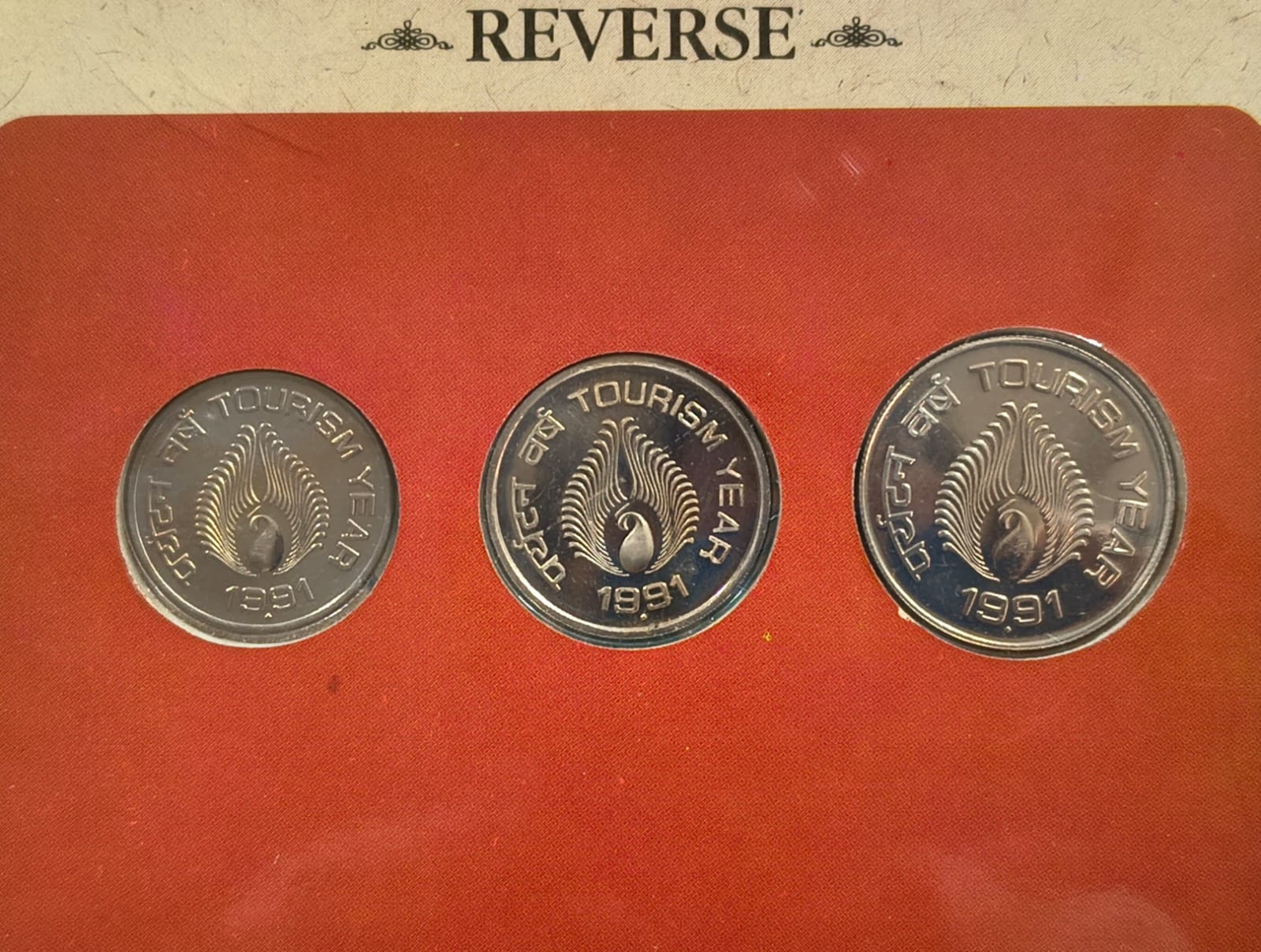 INDIA TOURISM YEAR-1991 RARE 3 COINS (UNC SET) BOMBAY MINT - Image 2