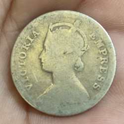 ¼ RUPEES 1901 VICTORIA BRITISH INDIA RARE SILVER COIN #A-413