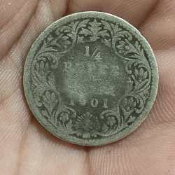Alternative view of ¼ RUPEES 1901 VICTORIA BRITISH INDIA RARE SILVER COIN #A-413