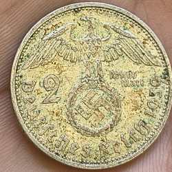 Germany 2 Reichsmark 1939 Paul von Hindenburg rare silver coin #A-418