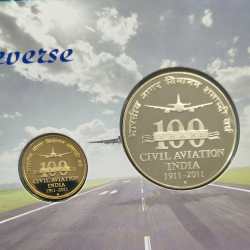 Alternative view of CIVIL AVIATION INDIA - 2011 RARE 2 COINS ( PROOF SET ) MUMBAI MINT