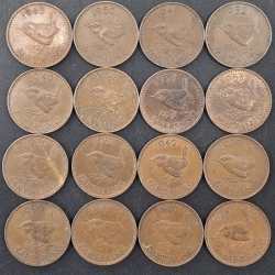 ENGLAND 1 FARTHING GEORGE SIX ( BIRDS ) 16 DIFFRANT DATES # A-432