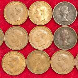 Alternative view of ENGLAND 1 FARTHING GEORGE SIX ( BIRDS ) 13 DIFFRANT DATES # A-433