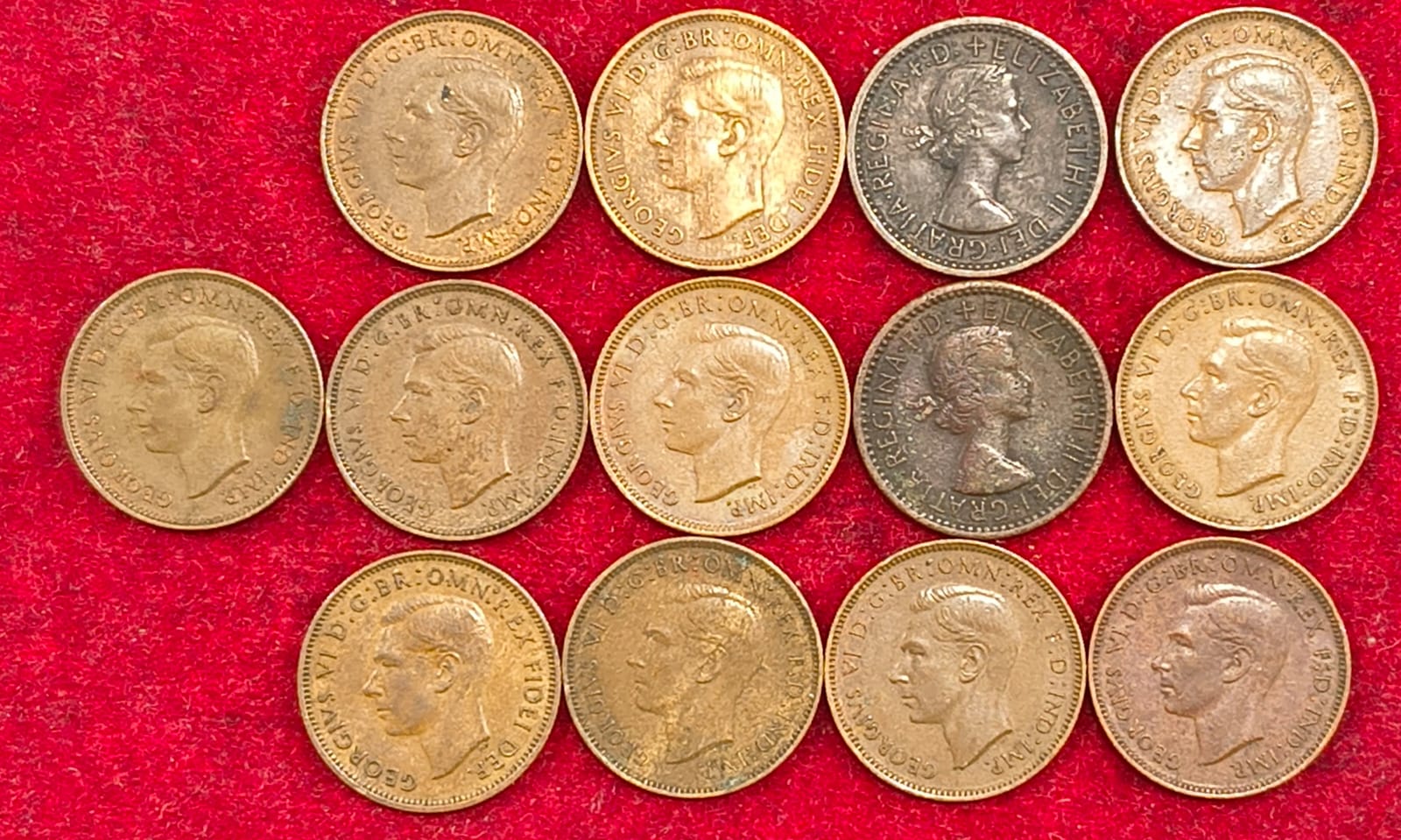 ENGLAND 1 FARTHING GEORGE SIX ( BIRDS ) 13 DIFFRANT DATES # A-433 - Image 2