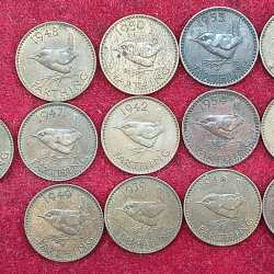 ENGLAND 1 FARTHING GEORGE SIX ( BIRDS ) 13 DIFFRANT DATES # A-433