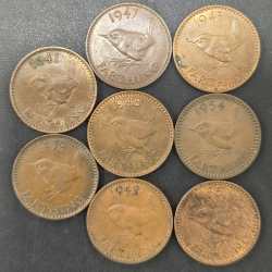 ENGLAND 1 FARTHING GEORGE SIX ( BIRDS ) 8 DIFFRANT DATES # A-434