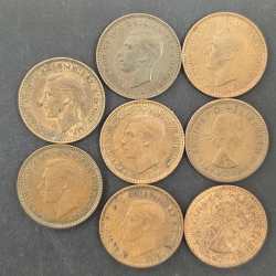 Alternative view of ENGLAND 1 FARTHING GEORGE SIX ( BIRDS ) 8 DIFFRANT DATES # A-434