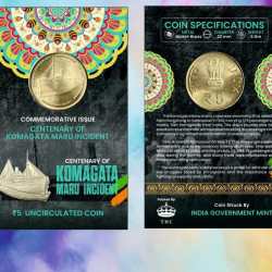 5 Rs. Centenary Of Komagata Maru Incident rare Commemorative Coin Card Special Edition