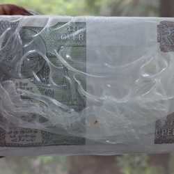 Alternative view of 1 Rupees 2015 Sealed Pack Rim Old Issue Governor Rajiv Mehrishi 1000 notes Packed Rim