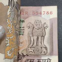 Alternative view of 10 RUPEES PEACOCK GOVERNOR R.N.MALHOTRA RARE 100 NOTES SERIAL PACKET WITH FANCY NUMBER ENDING 786