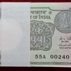 1 Rupees 2015 Governor Rajiv Mehrishi Rare GEM UNC Serial Packet with Lower Number 002401 - 002500