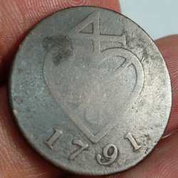 Bombay Presidency British India 1791 Value 1½ Paisa (3⁄128) Weigh 9.71 g Extermaly rare coin # A-443