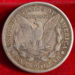 Alternative view of United States america 1921 silver 1 Dollar "Morgan Dollar silver Weight 26.73 g Extermaly rare coin # A-458