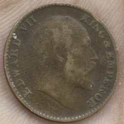 British 1⁄12 Anna 1910 - Edward VII rare coin # A-461