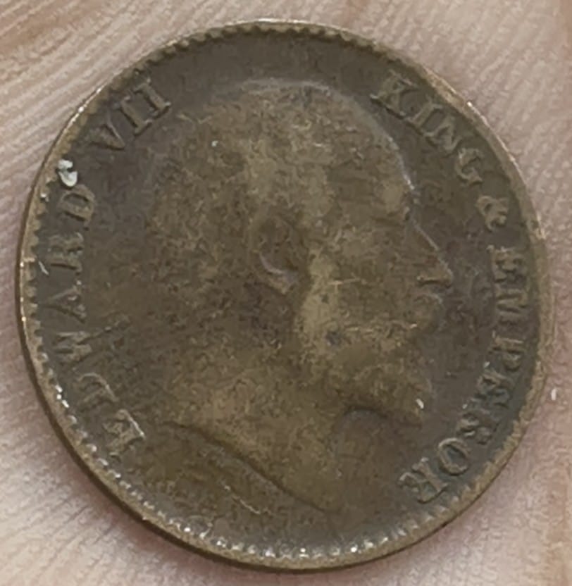 British 1⁄12 Anna 1910 - Edward VII rare coin # A-461