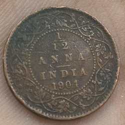 Alternative view of India - British 1⁄12 Anna 1904 - Edward VII rare coin # A-462