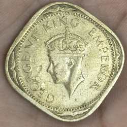 Alternative view of India Británica 2 Annas 1943 - George VI rare coin # A-464