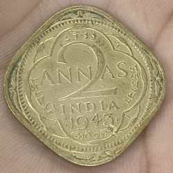 India Británica 2 Annas 1943 - George VI rare coin # A-464