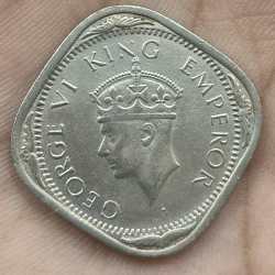 Alternative view of India - British 2 Annas 1941 - George VI rare coin # A-462