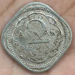 India - British 2 Annas 1939 - George VI rare coin # A-463
