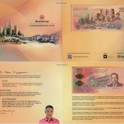 Singapore 20 Dollars Singapore Bicentennial Commemorative issue Bicentennial of Singapore (1819 - 2019) with mint pack Polymer folder Issue