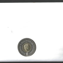 Alternative view of GUERNSEY 1999 BU MILLENNIUM £5 pound Bimetallic CROWN size millennium first day coin cover