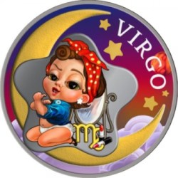 Baby Zodiac. Virgo - Republic of Ghana 2 Cedis 2022 1/2 oz silver coin in mint folder pack RARE BEAUTIFUL