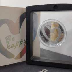 Alternative view of Be Happy 1 oz Proof Silver Coin 1000 Francs CFA Cameroon 2019 box pack proof set mintage only 999 set