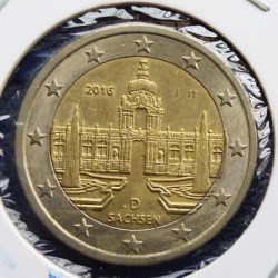 Germany, 2016, 2 Euro, State of Saxony, KM # 347, Bimetal, CIRCULATED CONDITION.