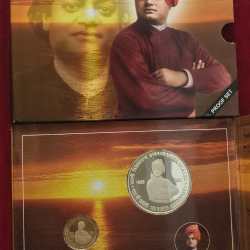SWAMI VIVEKANANDA -150 BIRTH ANNIVERSARY KOLKATA MINT RARE 2 COINS (PROOF SET)