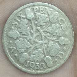 United Kingdom 6 Pence 1932 - George V RARE SILVER COIN RARE COIN #A-471