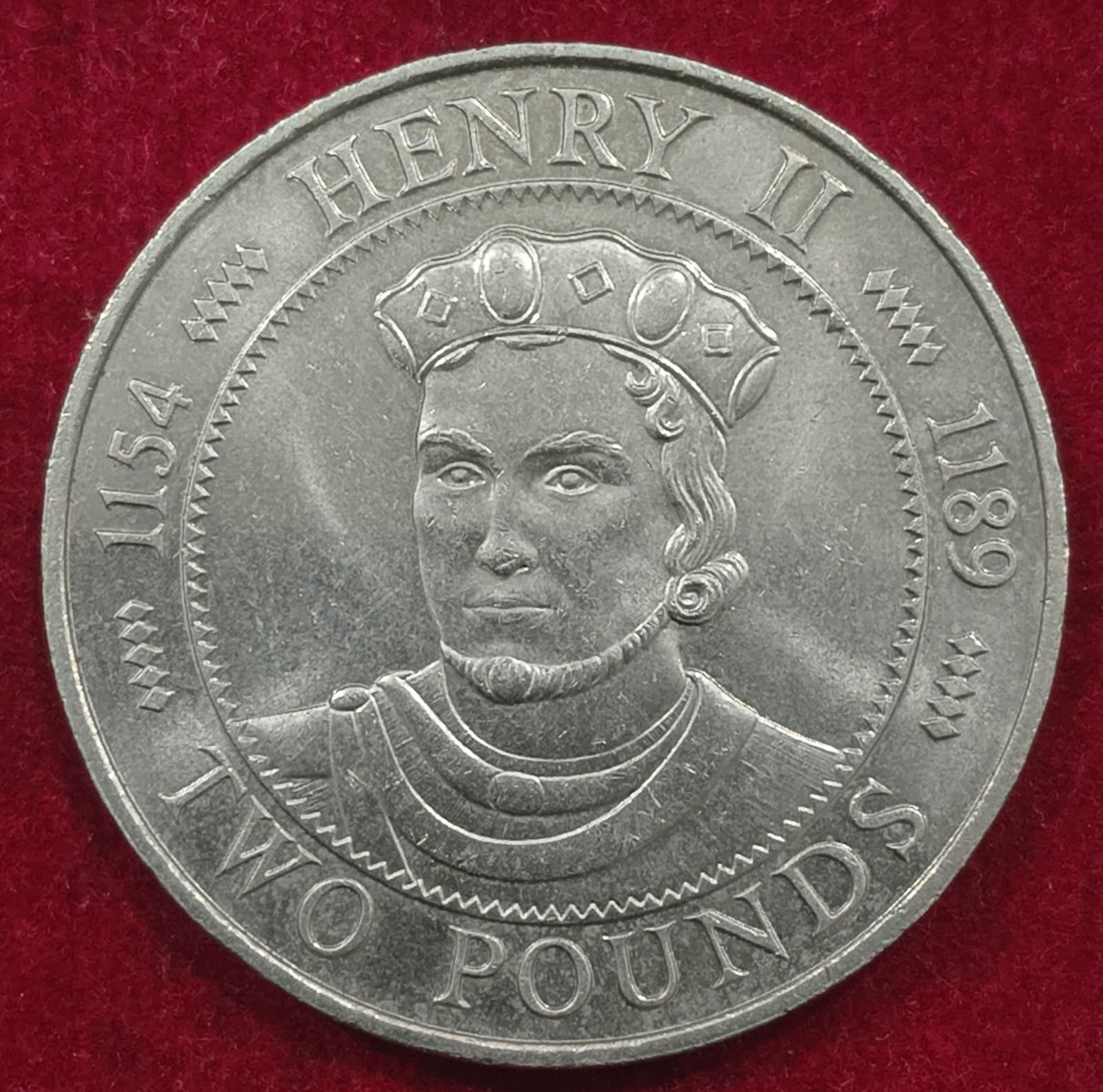 Guernsey 2 Pounds 1991 - Elizabeth II King Henry II RARE COIN # A-488 - Image 2