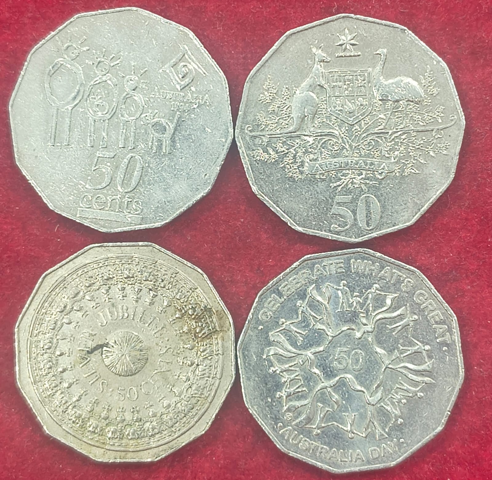 4 DIFFERENT HALF DOLLAR AUSTRALIAN COMMEMORATIVE COIN RARE SET # A-505