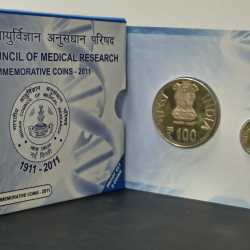 Alternative view of INDIA COUNCIL OF MEDICAL RESEARCH 2011 MUMBAI MINT RARE 2 COINS ((PROOF SET))