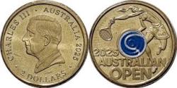 Australia, 2 Dollars, 2025, 2025 Australian Open Women's Tennis; Blue, Coloured, UNC Condition.