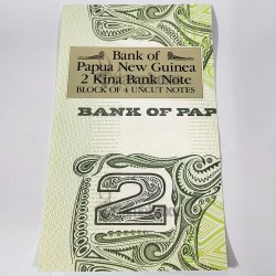 Alternative view of BANK OF PAPUA NEW GUINEA 2 KINA BANK NOTE BLOCK OF 4 UNCUT NOTES RARE BEAUTIFUL