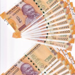 India 200 Rupees 19 Super Unc Fancy Number Set Ex Rare