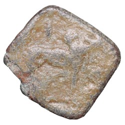 Lead Coin of Western Kshatrapa - Rudrasena III? (3rd Cen. AD) with Bull facing right/3-Arched Hill & Bahmi Date Rare