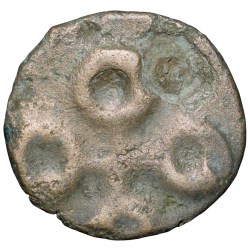 Alternative view of Potin Coin of Yajna Satakarni (1st Cen.BC) of Satavahana Dynasty Elephant Type Banavasi Region