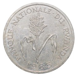 Aluminium 1 Franc of Rwanda Country (AD 1985) with Millet flower Scarce