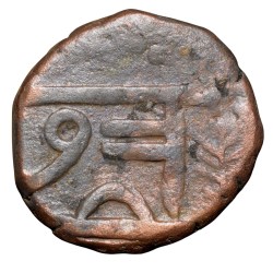 Copper Paisa of Chhatrapati Series (17th Cen. AD) of Maratha Confederacy with Floral-Branch Rare
